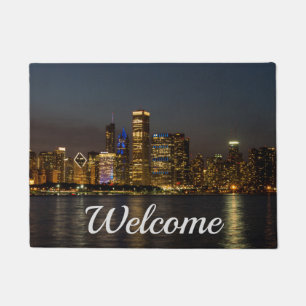 Tapete Porta-Boas-vindas do Skyline Chicago Pano