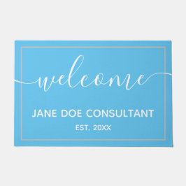 Tapete Porta - Boas-vindas personalizadas Azul Azul + Bra