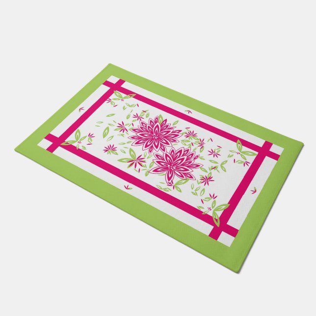 TAPETE PORTA CHIC MAT_ BONITO 561 PINK QUENTE/60 FLORAL V (Inclinado)