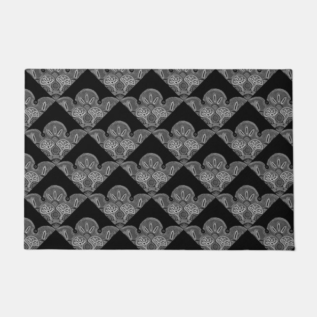 Tapete Porta com Design preto e cinza (Frente)