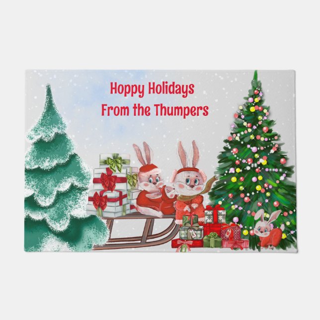 Tapete Porta da Família Bunny Natal (Frente)