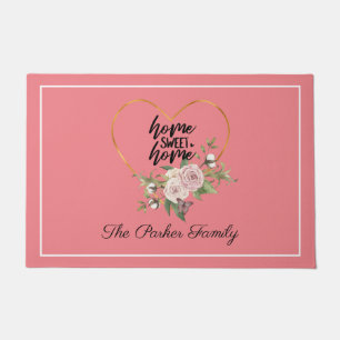 Tapete Porta da família Floral Heart Home Sweet