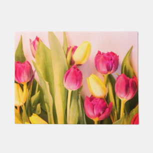 Tapete Porta das Tulipas Cor-de-Rosa e Amarela