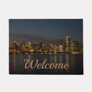 Tapete Porta de Boas-vindas da Chicago Night Cityscape