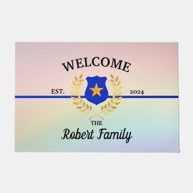 Tapete Porta de boas-vindas do Crachá de polícia de linha (Frente)