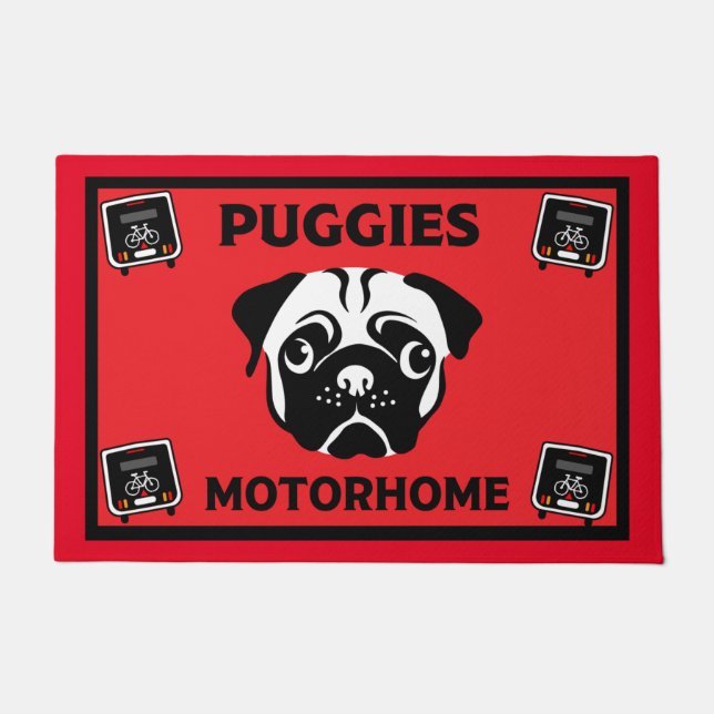 Tapete Porta de Camping Pug Motorhome (Frente)