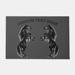 Tapete Porta de Cavalo Selvagem Preta com Texto Personali