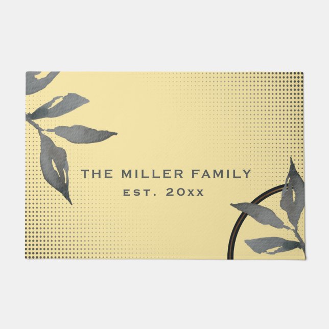 Tapete Porta de data e nome da família amarela e Cinza le (Frente)