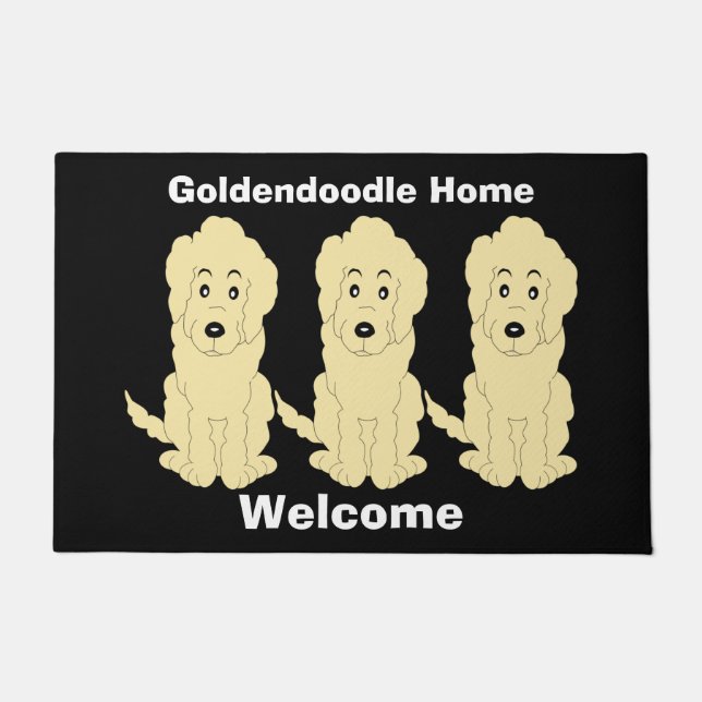 Tapete Porta de Design de Cachorro Goldendoodle (Frente)