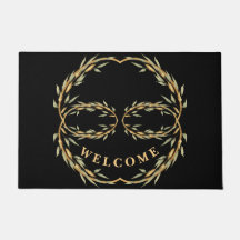 Porta de Folhas Douradas Pretas