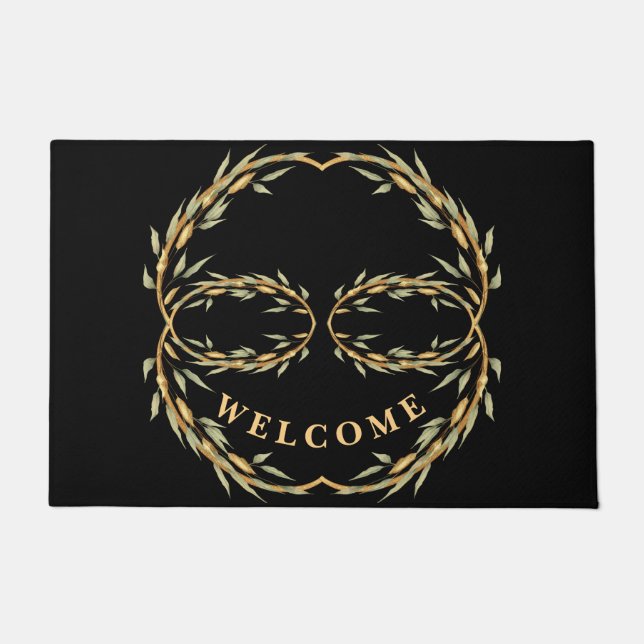 Tapete Porta de Folhas Douradas Pretas (Frente)