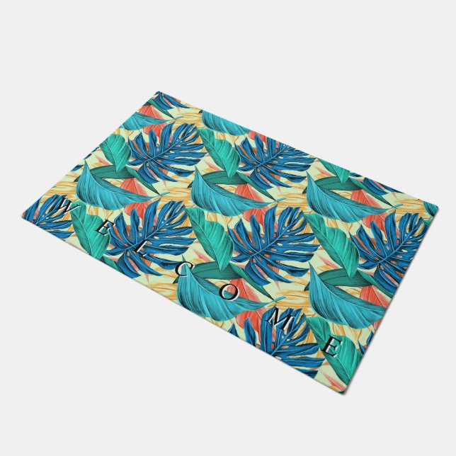 Tapete Porta de Folhas Tropicais (Inclinado)