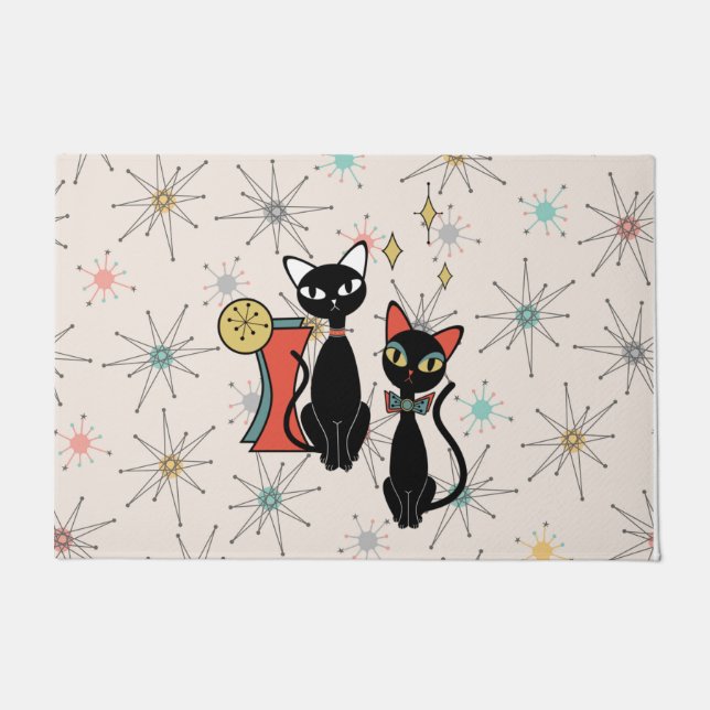 Tapete Porta de Gato Legal Moderno com Meio século Atômic (Frente)