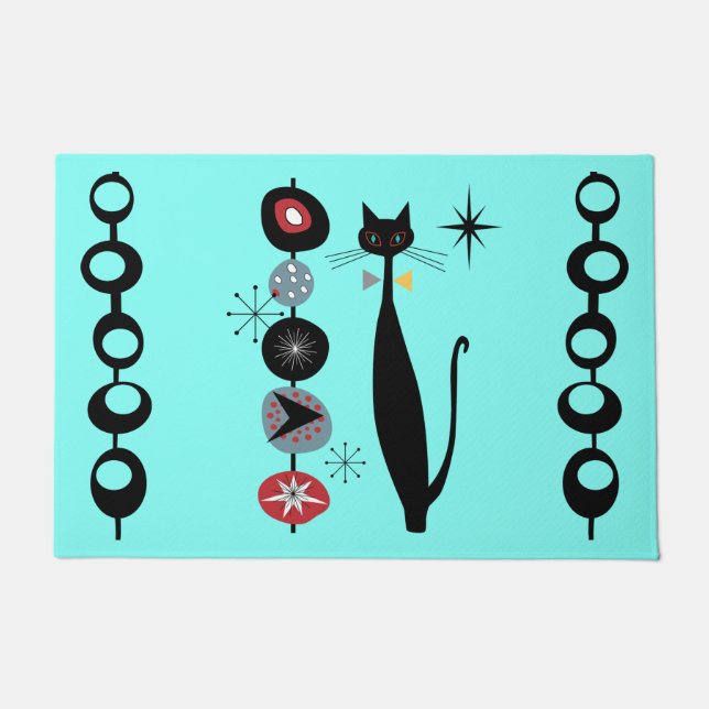 Tapete Porta de Gato Legal Moderno com Meio século Atômic (Frente)