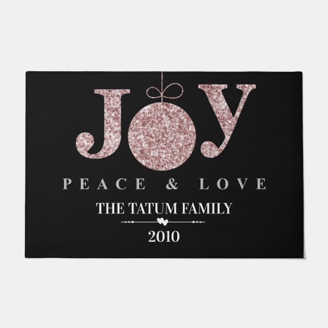 Tapete Porta de Joy, Peace & Love (rosa) (Frente)