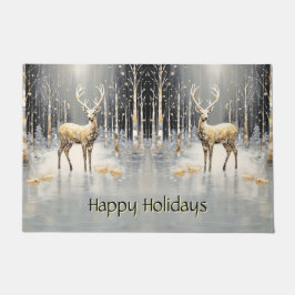 Tapete Porta de Natal Dourada para Reindeer Holiday