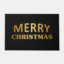 Tapete Porta de Natal Simples Preta e Dourada