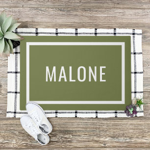 Tapete Porta de Nome Personalizado da Família Olive Gree