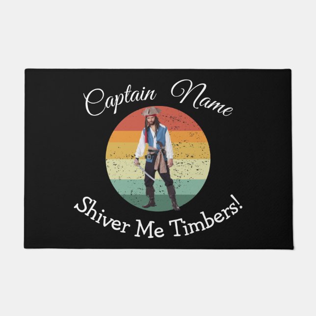 Tapete Porta de Pirata Azul de Festa Divertida (Frente)