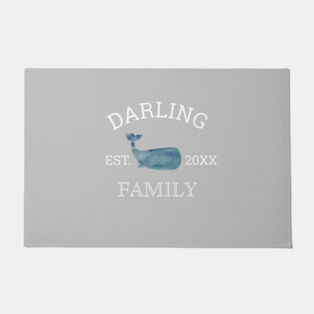 Tapete Porta de Praia da Família Personalizada de Baleia (Frente)