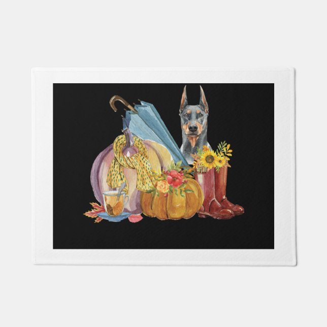 Tapete Porta de queda azul doberman (Frente)