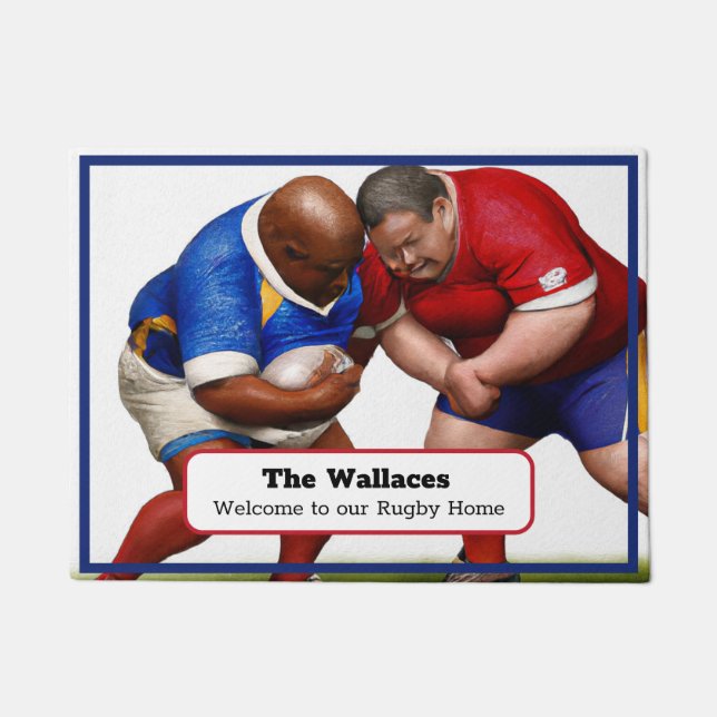 Tapete Porta do Entusiasta de Rugby Personalizada (Frente)