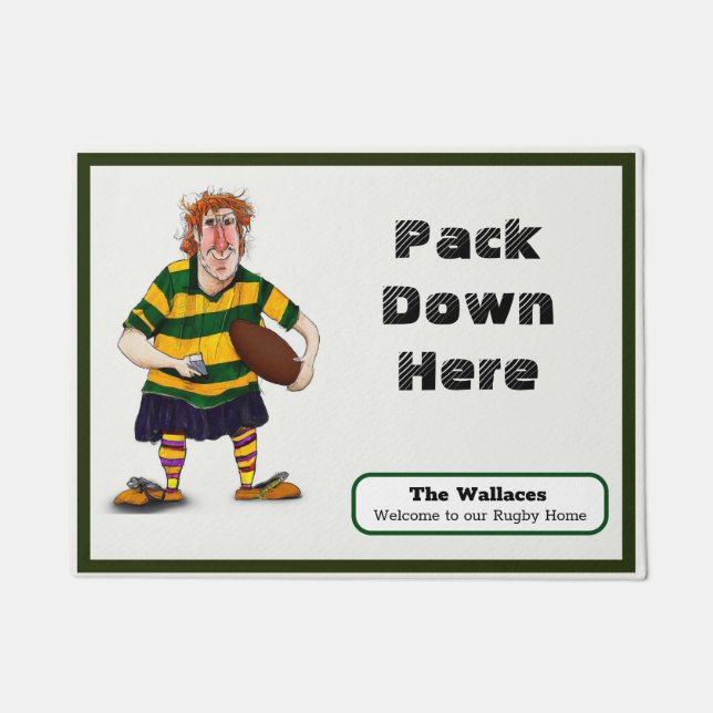 Tapete Porta do Entusiasta de Rugby Personalizada (Frente)