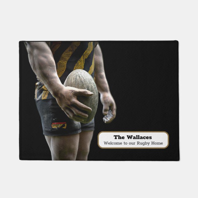 Tapete Porta do Entusiasta de Rugby Personalizada (Frente)