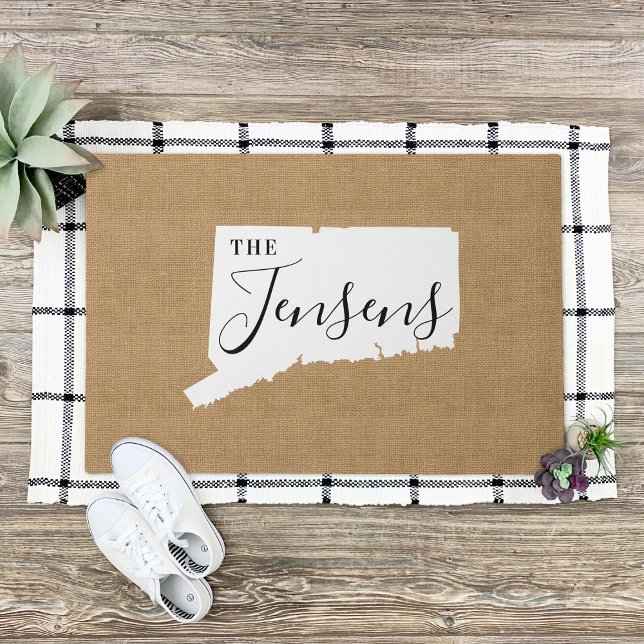 Tapete Porta do Estado do Monograma da Família Connecticu (Criador carregado)