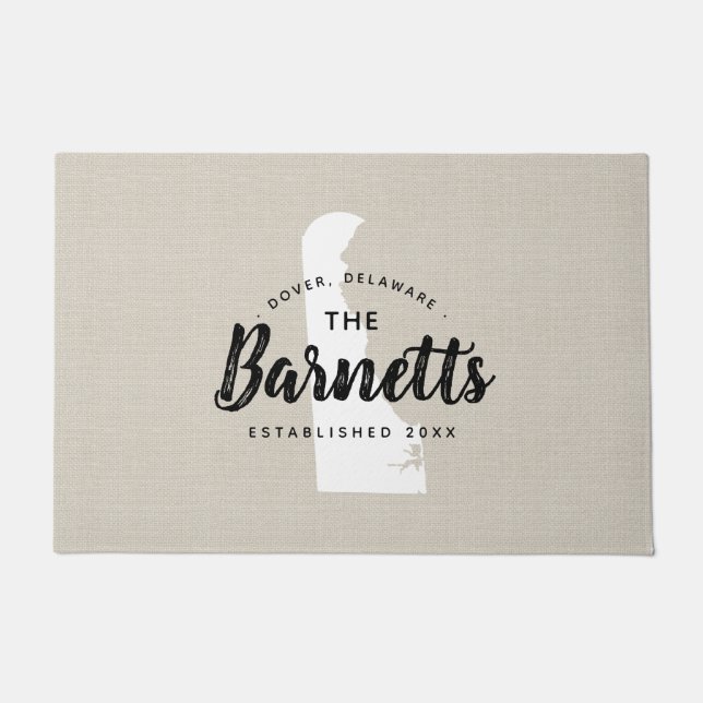 Tapete Porta do Estado do Monograma da Família Delaware (Frente)