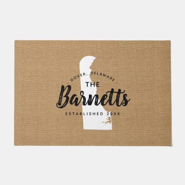 Tapete Porta do Estado do Monograma da Família Delaware (Frente)