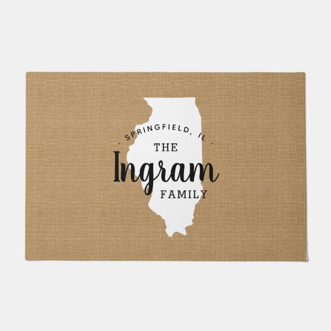 Tapete Porta do Estado do Monograma da Família Illinois (Frente)