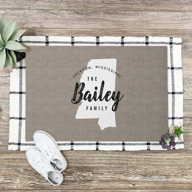 Tapete Porta do Estado do Monograma da Família Mississipp (Criador carregado)