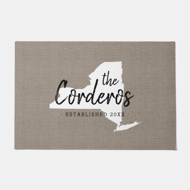 Tapete Porta do Estado do Monograma da Família Nova York (Frente)