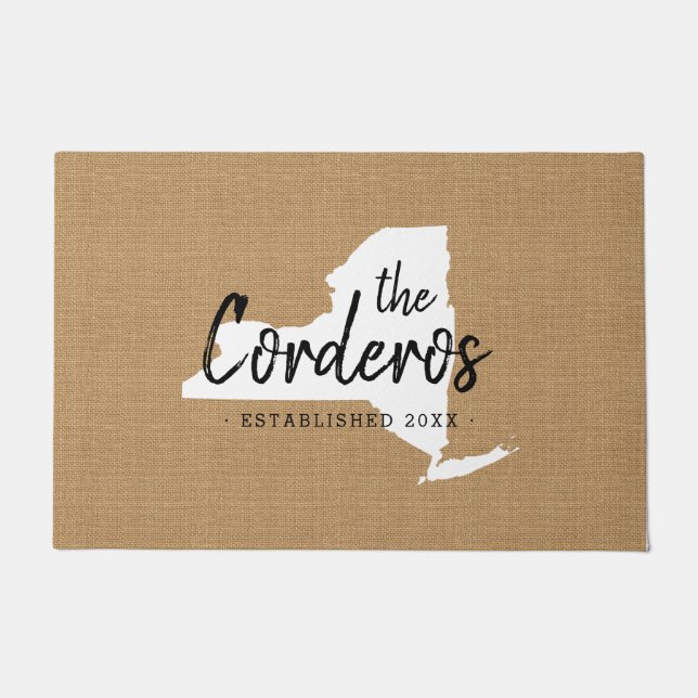 Tapete Porta do Estado do Monograma da Família Nova York (Frente)