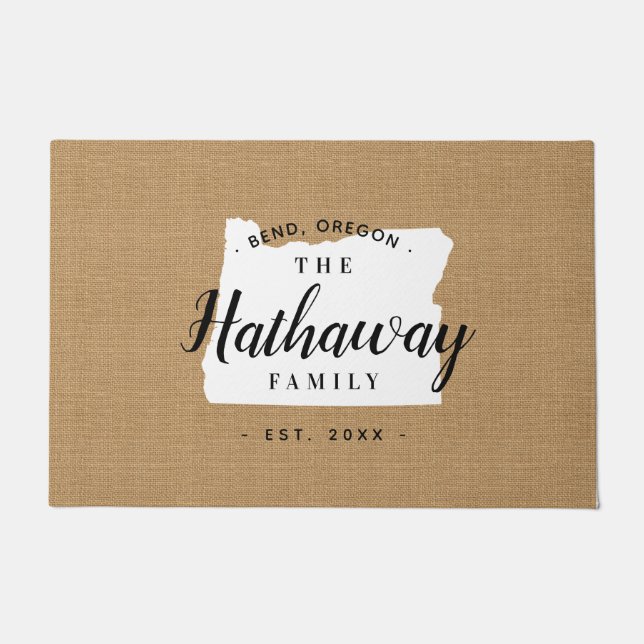 Tapete Porta do Estado do Monograma da Família Oregon (Frente)