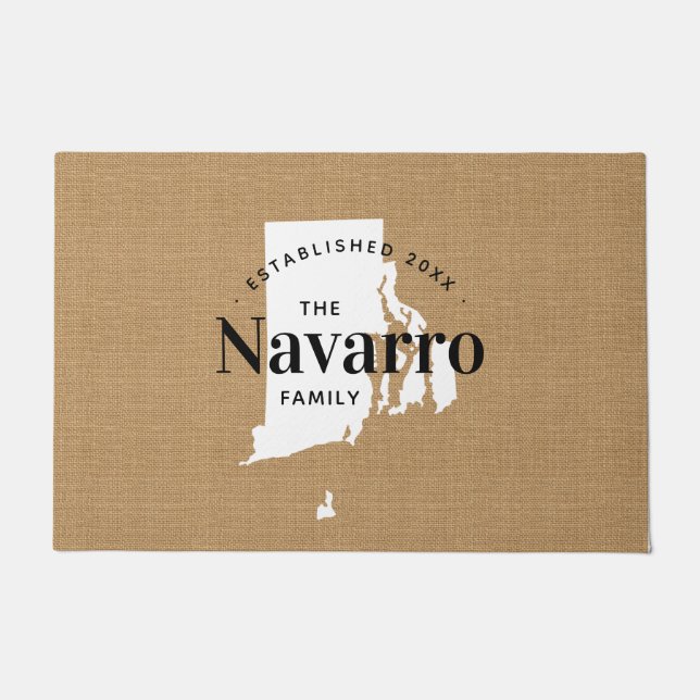 Tapete Porta do Estado do Monograma da Família Rhode Isla (Frente)