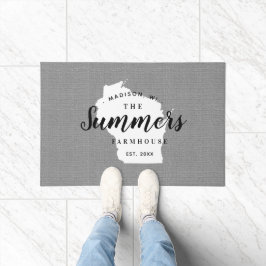 Tapete Porta do Estado do Monograma da Família Wisconsin