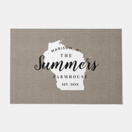 Tapete Porta do Estado do Monograma da Família Wisconsin