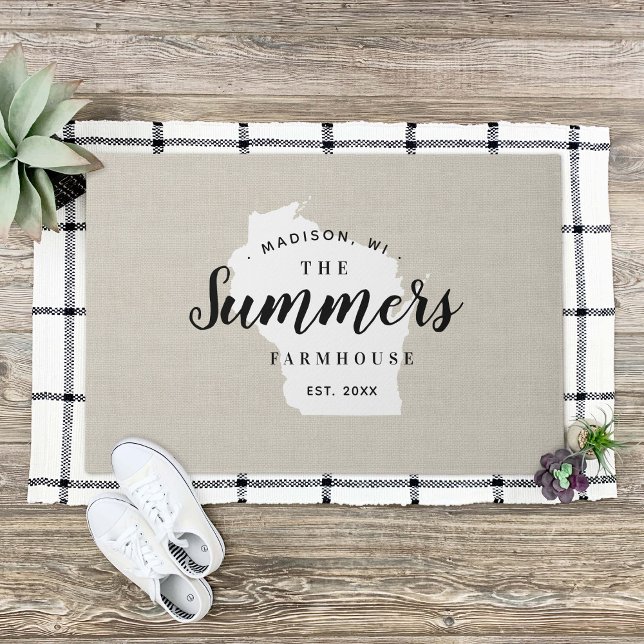 Tapete Porta do Estado do Monograma da Família Wisconsin (Criador carregado)