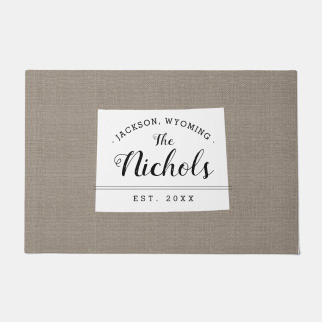 Tapete Porta do Estado do Monograma da Família Wyoming (Frente)