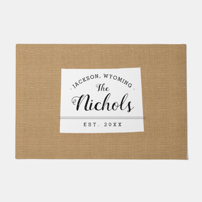 Tapete Porta do Estado do Monograma da Família Wyoming (Frente)