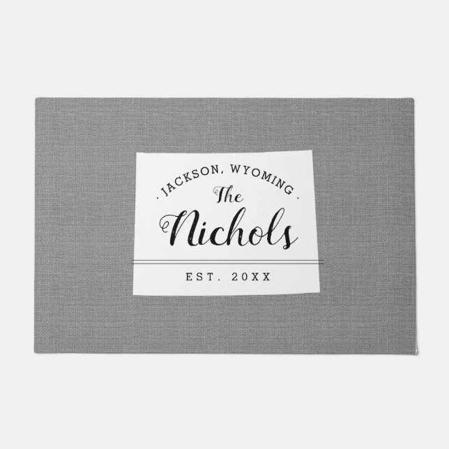 Tapete Porta do Estado do Monograma da Família Wyoming (Frente)