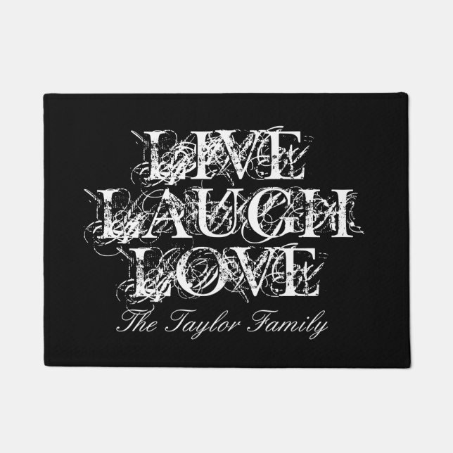Tapete Porta do Live Laugh Love com nome de família perso (Frente)