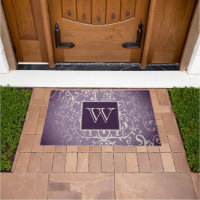Porta do Monograma de Flourish Elegante Roxo