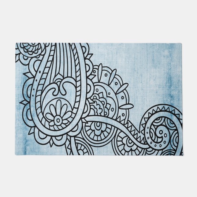 Tapete Porta do Motif Blue Mehndi (Frente)