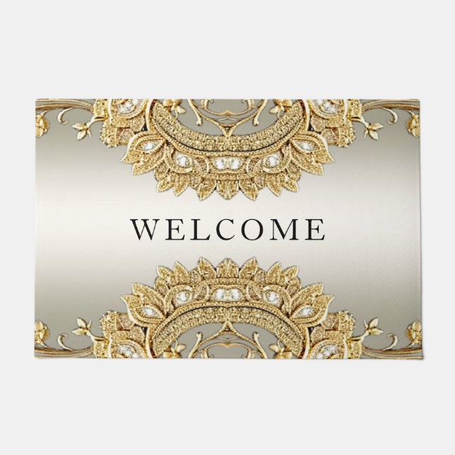 Tapete Porta do Ornamentado Dourado (Frente)