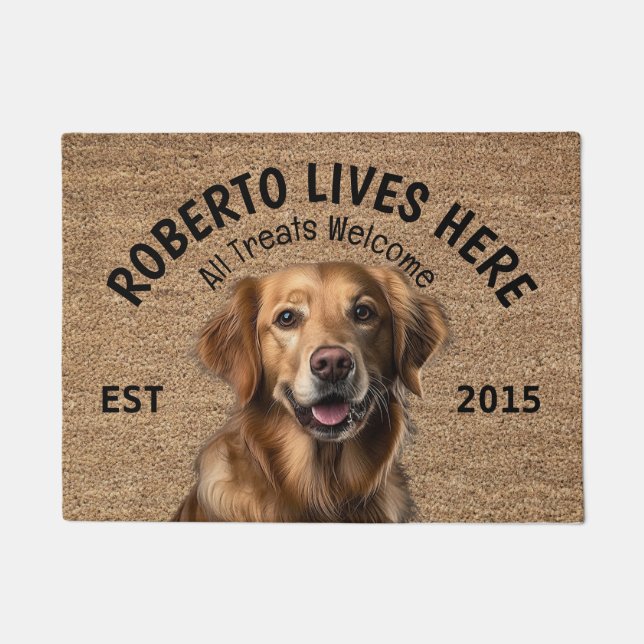 Tapete Porta do ouro Retriever Personalizado do Cachorro (Frente)