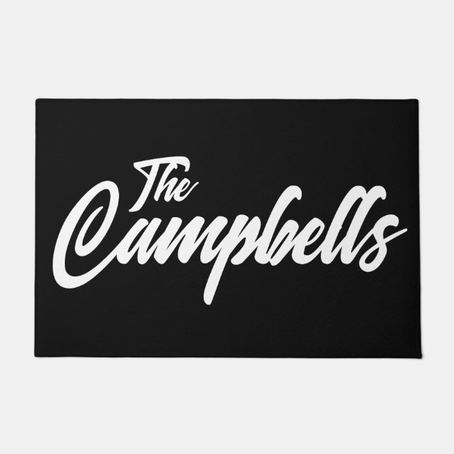 Tapete Porta do Sobrenome de Script Branco Negrito Negrit (Frente)