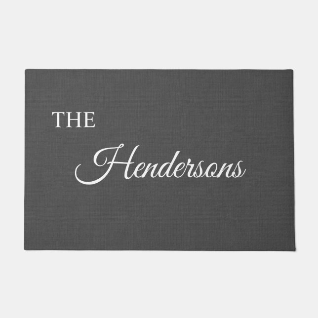 Tapete Porta do Sobrenome personalizada na Cinza (Frente)